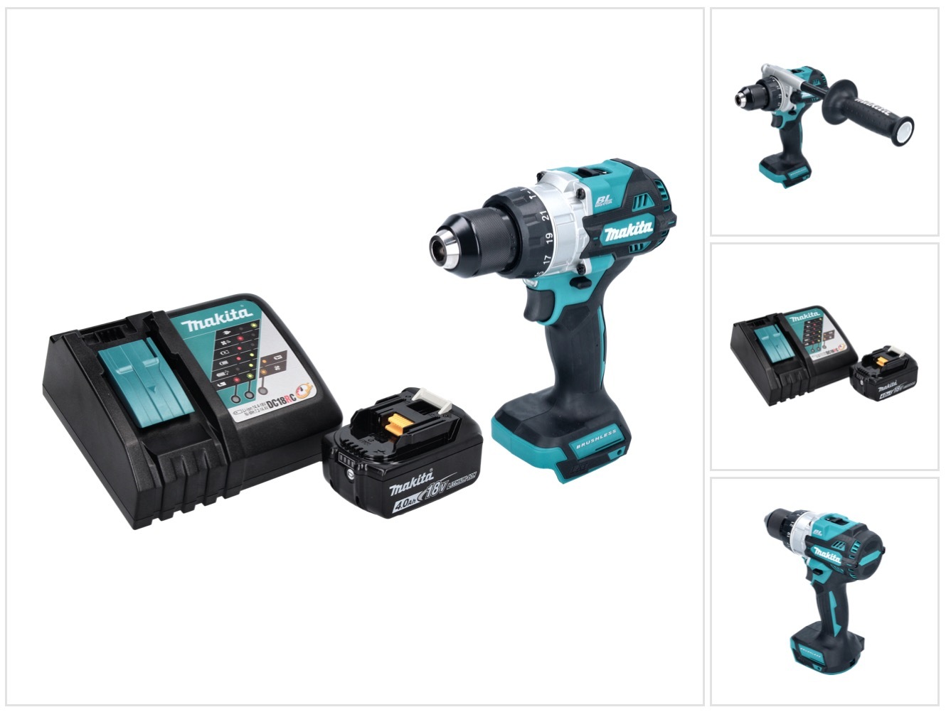 Akumulátorová príklepová vŕtačka Makita DHP 486 RM1 18 V 130 Nm bez kefiek + 1x akumulátor 4,0 Ah + nabíjačka