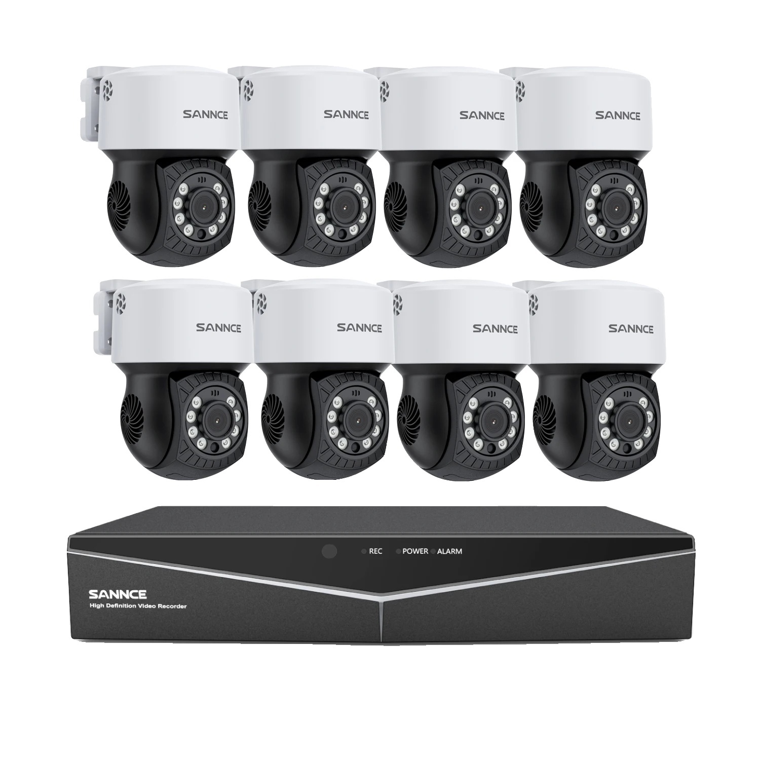 Bezpečnostný kamerový systém Sannce, 8 kamier, rozlíšenie HD 1080P, 30m nočné videnie, 8CH DVR 8ks Kts, žiadny