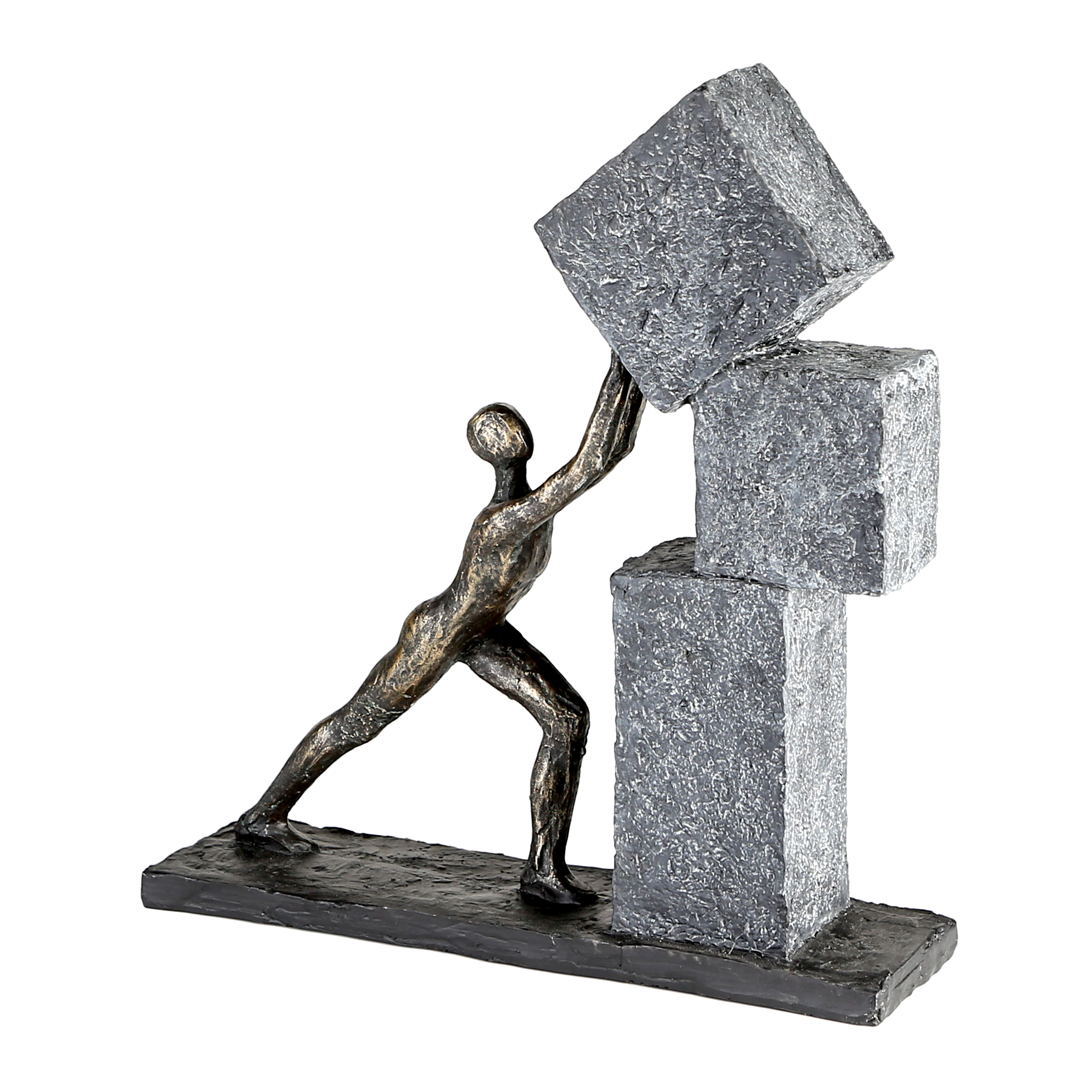 Skulptur Leisure aus Poly/Metall Schwarze Bank mit bronzefarben Figuren mit Zertifikat und Spruchanhänger Casablanca