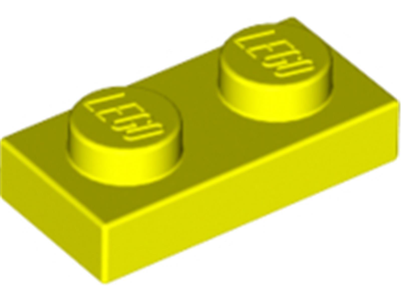 Lego® 100x 1x2 dosky 3023 - Doska neónovo žltá - neónovo žltá