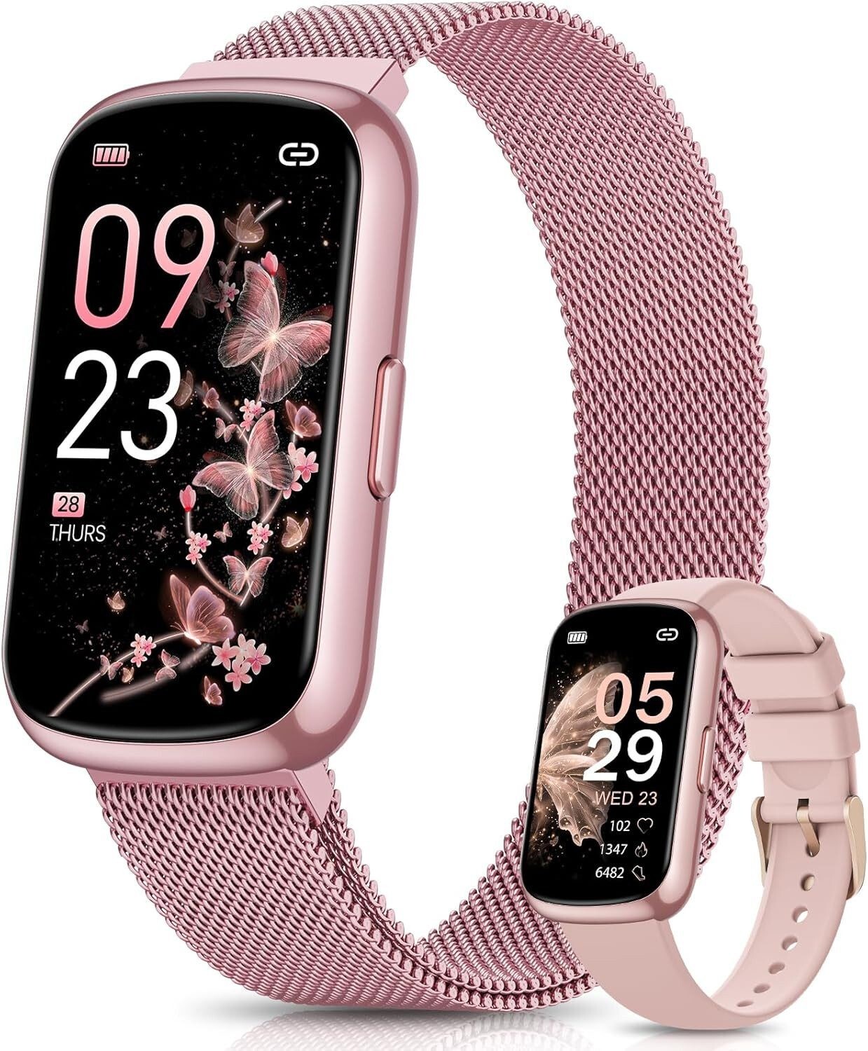Sanorum Smartwatch Damen 1,47" Fitness-Tracker, 24h Herzfrequenz, SpO2, Schlafmonitor, 24 Sportmodi, Schrittzähler, WhatsApp-Benachrichtigung, IP68 wasserdich KFDKDXCS5PK