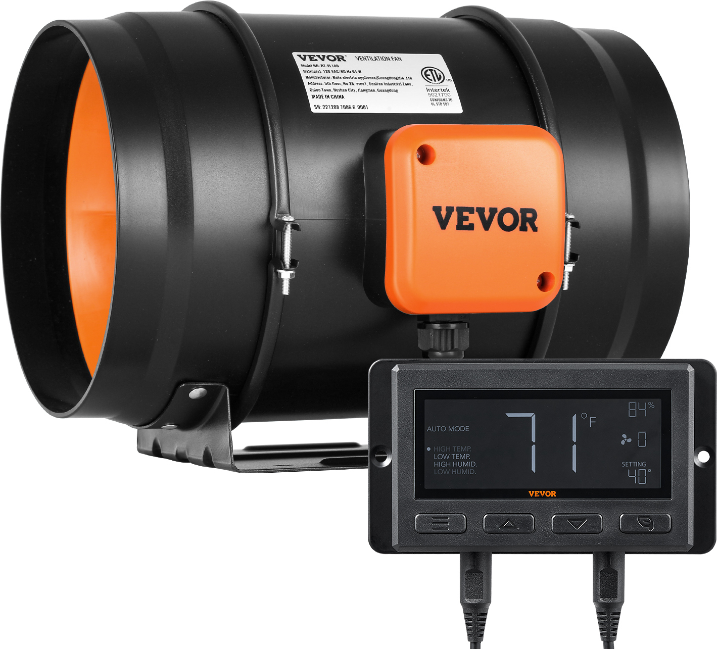 VEVOR 68W Rauchabzug Rohrventilator Abluftventilator Inline-Kanalventilator