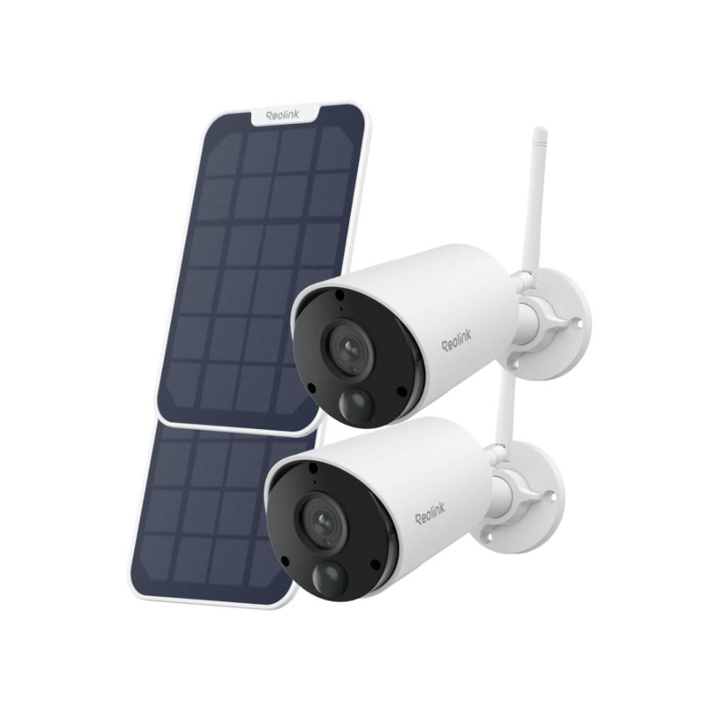 Reolink Argus Eco+Solar Panel, 5MP batéria 2,4GHz WiFi Vonkajšia bezpečnostná kamera, detekcia osôb/vozidiel, nočné videnie, 2-cestný zvuk, 2 balenia