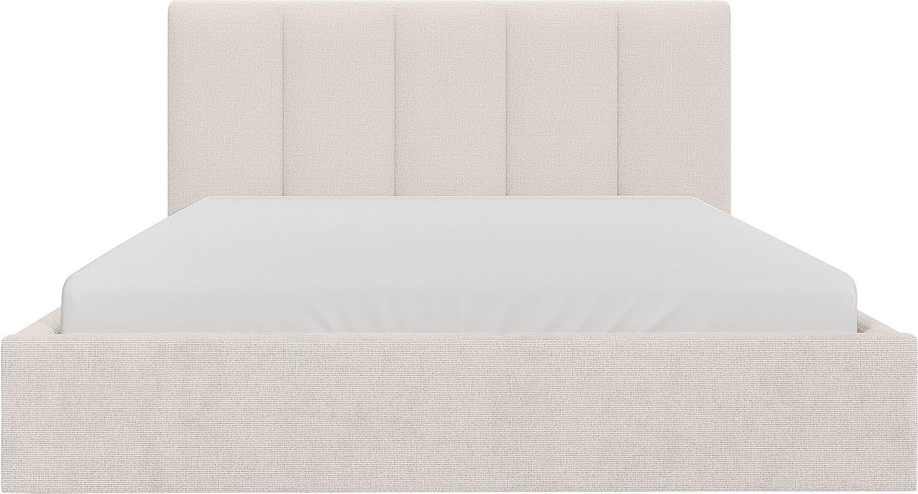 Vente-unique Bett mit Brustkorb und vertikal genähtem Kopfteil 180 x 200 cm - Stoff - Beige - KILACLO