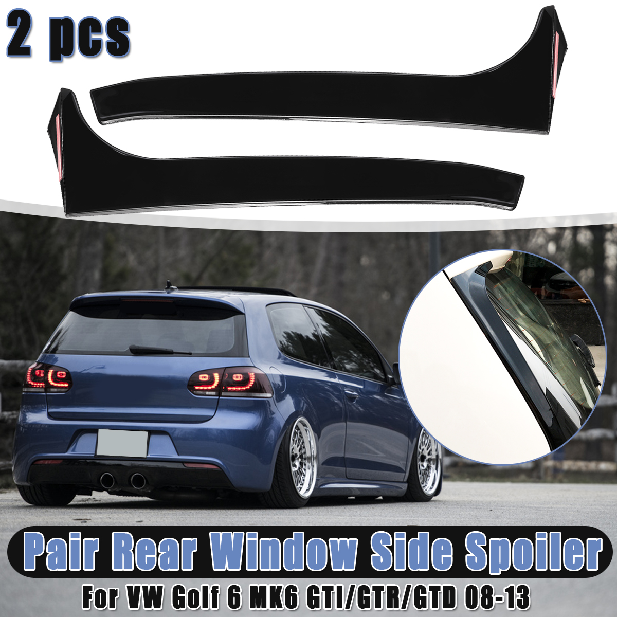 2 Stück Heckscheibe Seiten Spoiler Abdeckung für VW Golf 6 GTI MK6