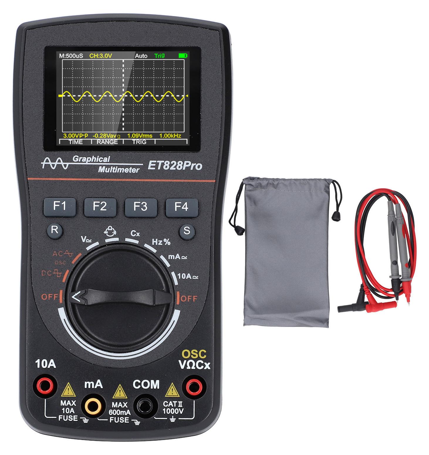 TWO TREES Digitales Oszilloskop-Multimeter 2 in 1, 50 MSP, 10 MHz analoge Bandbreite, 2,4-Zoll-Bildschirm, Handoszilloskop-Multimeter