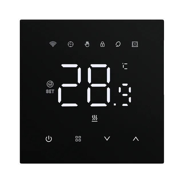 Inteligentný termostat WIFI, ovládanie elektrického vykurovania, kompatibilný s hlasovým ovládaním, čierny plynový kotol