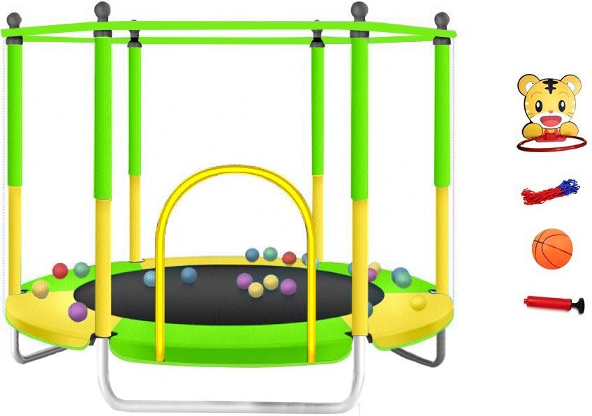 Detská trampolína KIDS NT - 140 cm s bezpečnostnou sieťou a vybavením zelená