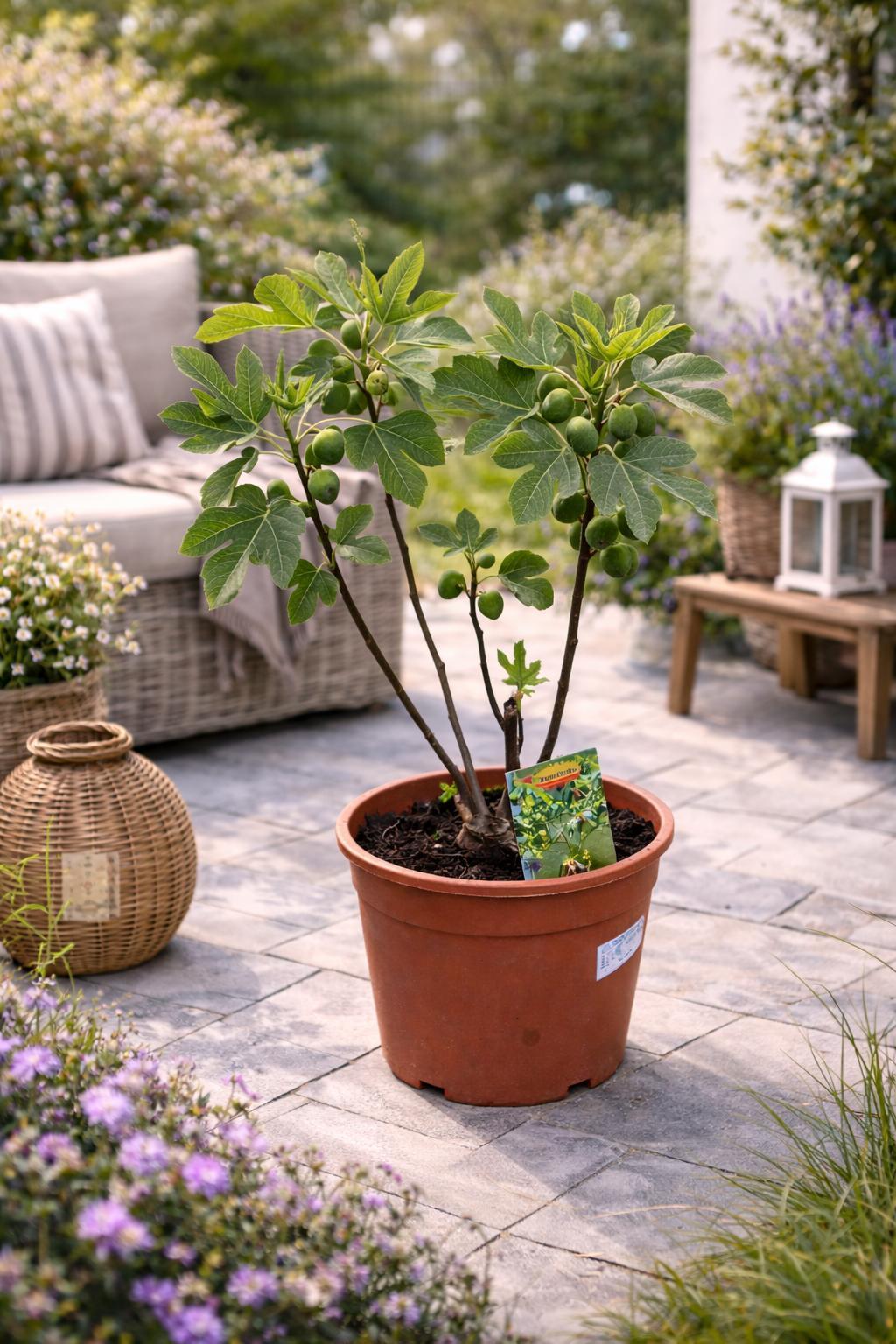Blumen-Senf Ficus carica Bornholms Busch 50–70 cm – Winterharte Feige, Feigenbaum für Garten & Balkon, robuste Echte Feige im Topf