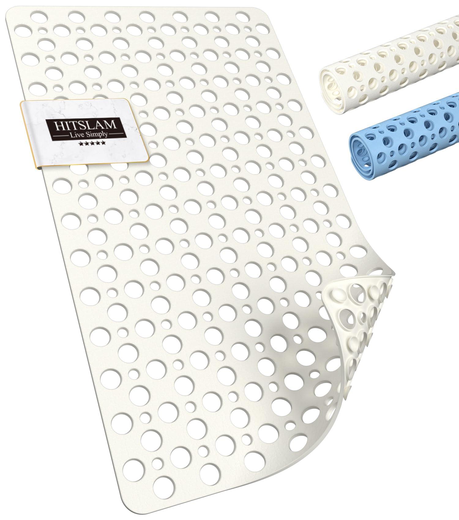 OEM Badewannenmatte - Rutschfest mit Abflusslöchern - Für Badewanne und Dusche - 75 x 43 cm - Weiß