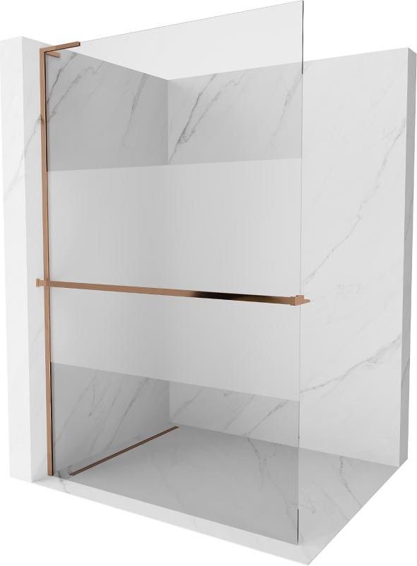 Mexen Kioto+ L Duschwand mit Regal Walk-in 80 x 200 cm, transparent/verkristallisiert, roségold - 800-080-123-60-35