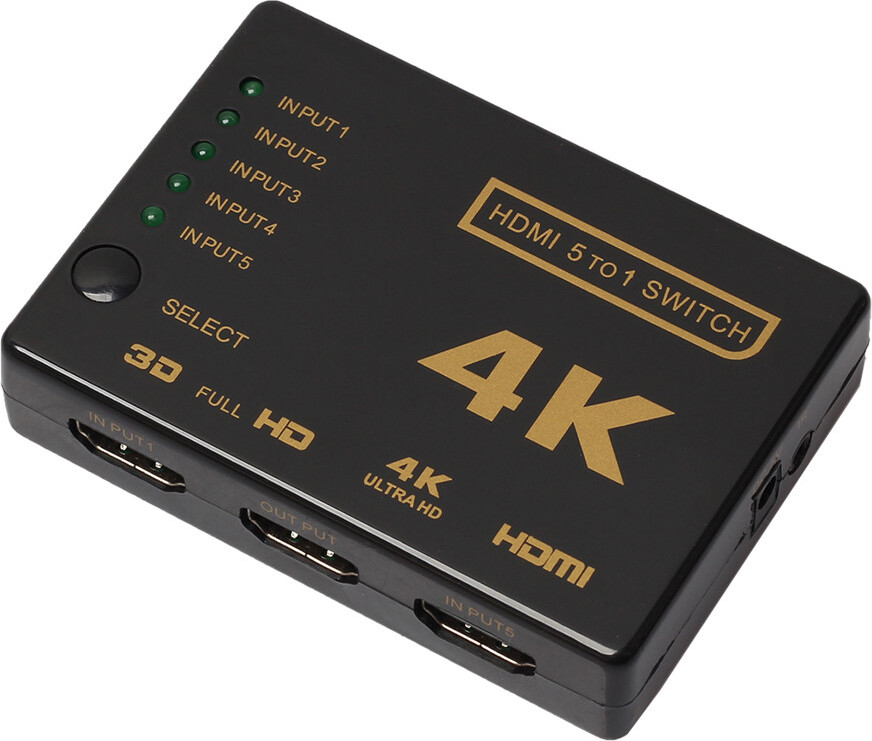 HDMI splitter, 5x1 portový prepínač, 4K ,1080p, diaľkové ovládanie, čierny, HOPE R