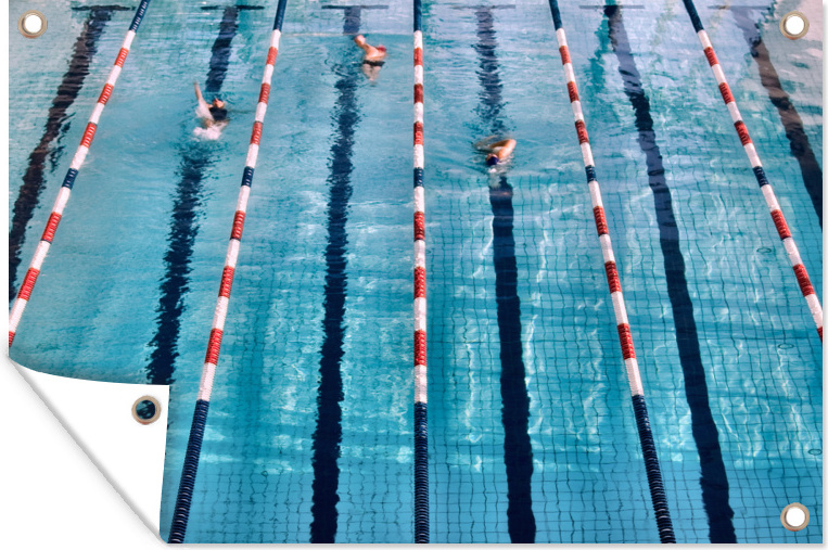 MuchoWow® 90x60 cm Outdoor-Poster Gartendeko Sichtschutz Garten Poster für den Garten Schwimmen - Wettkampfschwimmen - Schwimmbad 133|206113012