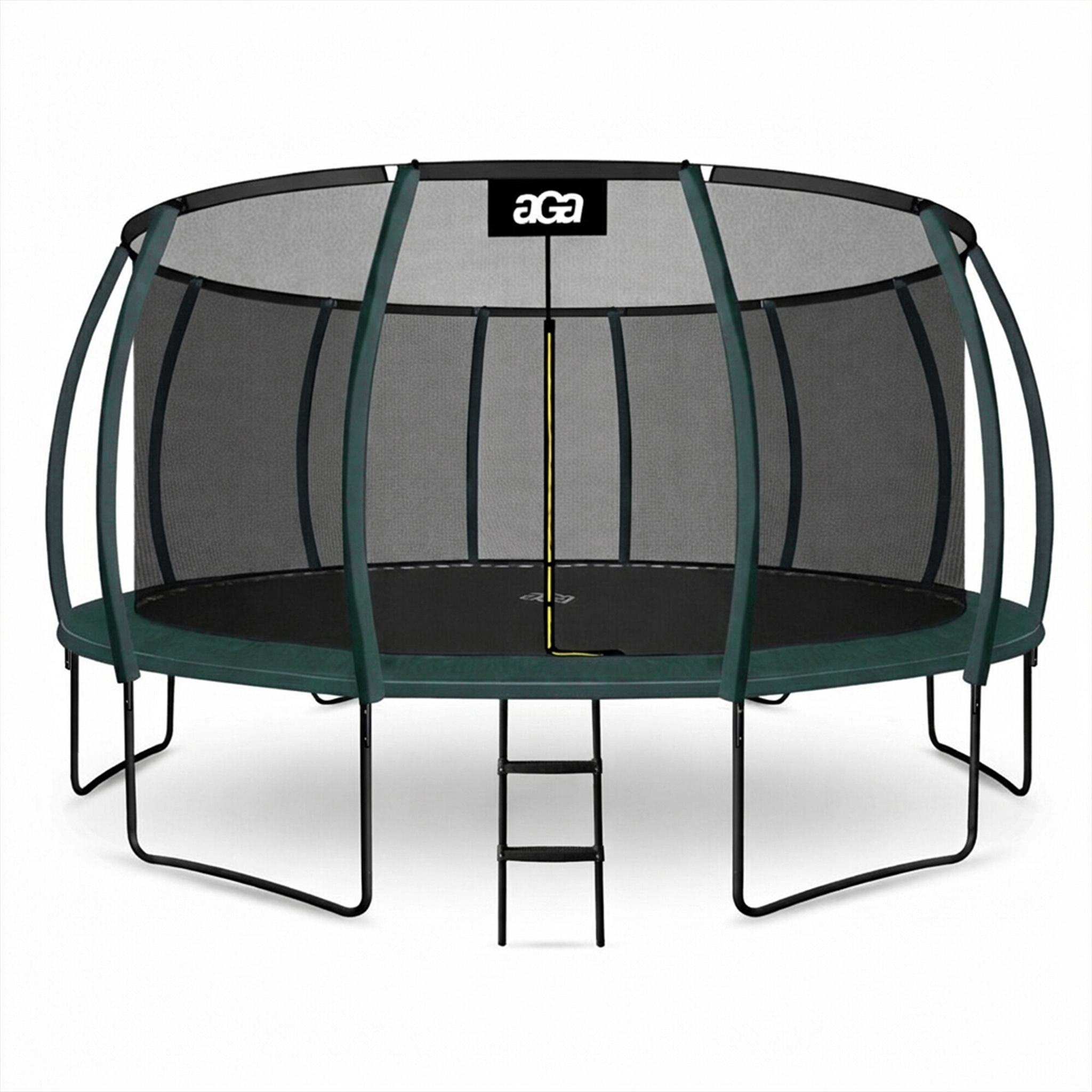 Aga SPORT EXCLUSIVE Trampolína 500 cm Tmavo zelená + ochranná sieť + rebrík