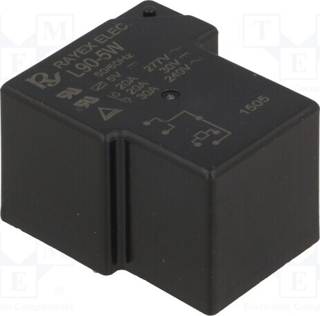 TNE 1x Relais: elektromagnetisch USpule : 5VDC 30A Serie: L90 L90-5W Elektromagnetis _1GH_L90-5W