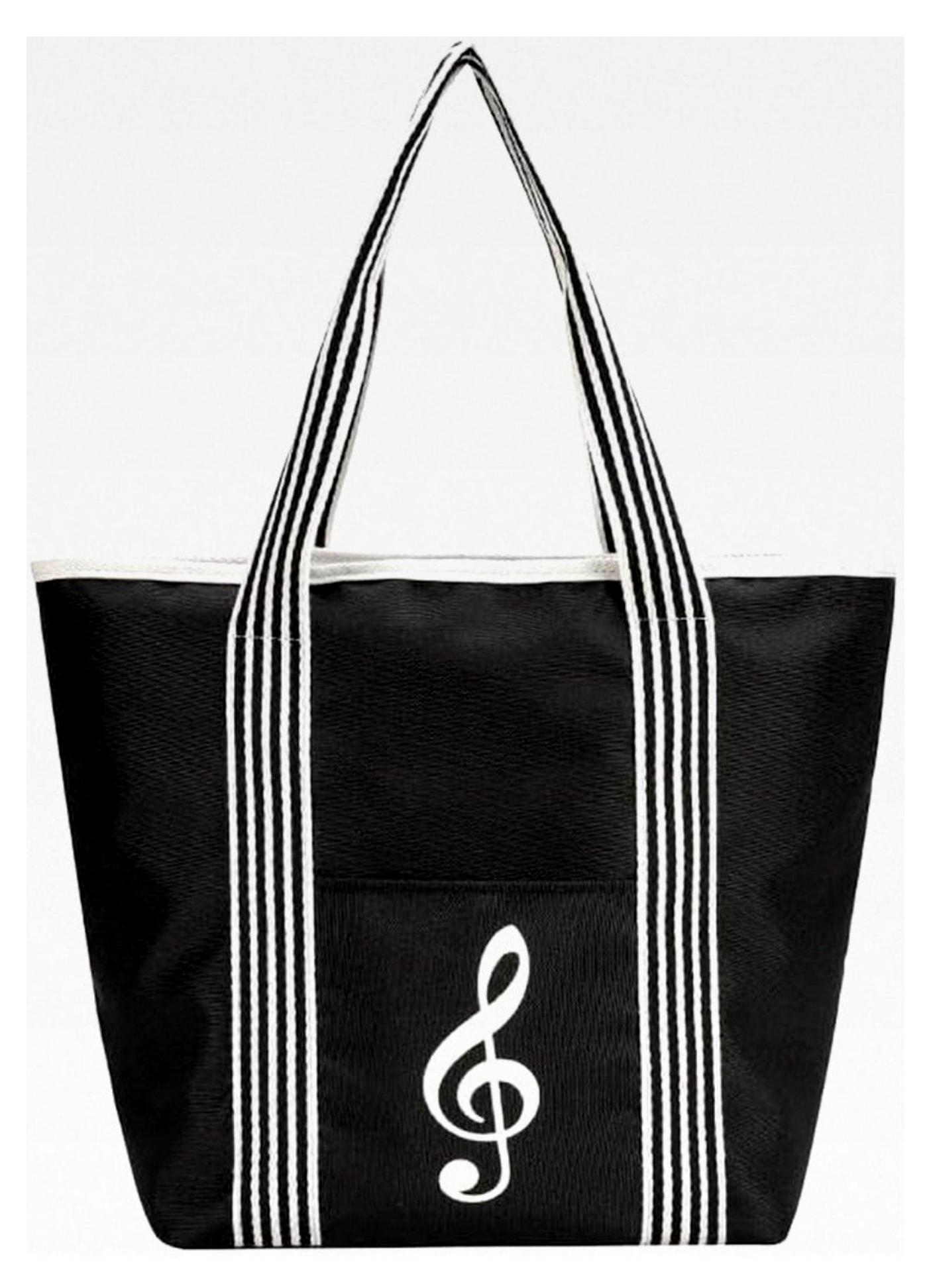 Markenlos Musik Tote Tasche mit Musikmotiv, wiederverwendbare Mehrzweck-Handtasche für Musikliebhaber