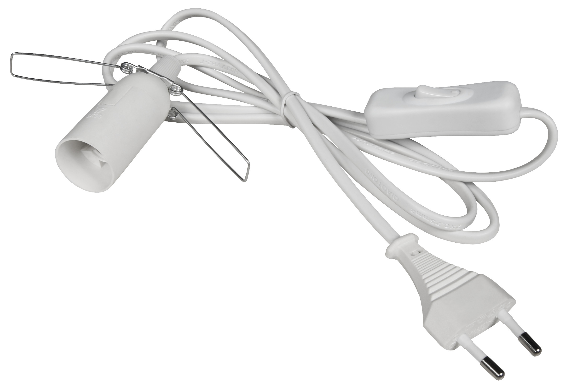 Lampenfassung E14 Schalter weiß 3m Lampenkabel Kabel Stromkabel