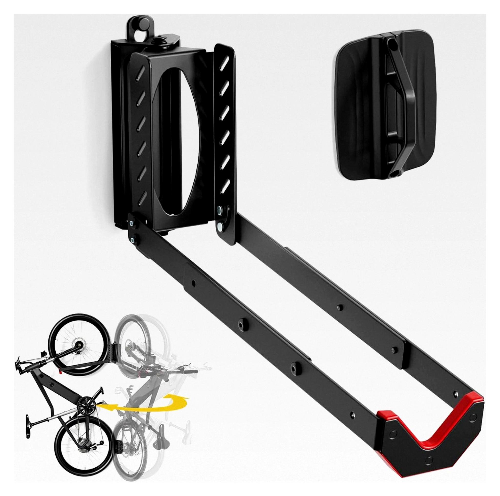 Markenlos Schwenkbare Fahrrad-Wandhalterung mit klappbarem Arm, vertikaler Fahrradträger für die Wand, 3-stufig verstellbare Länge, drehbar bis 60°, geeignet für Garagen oder Fahrradgeschäfte