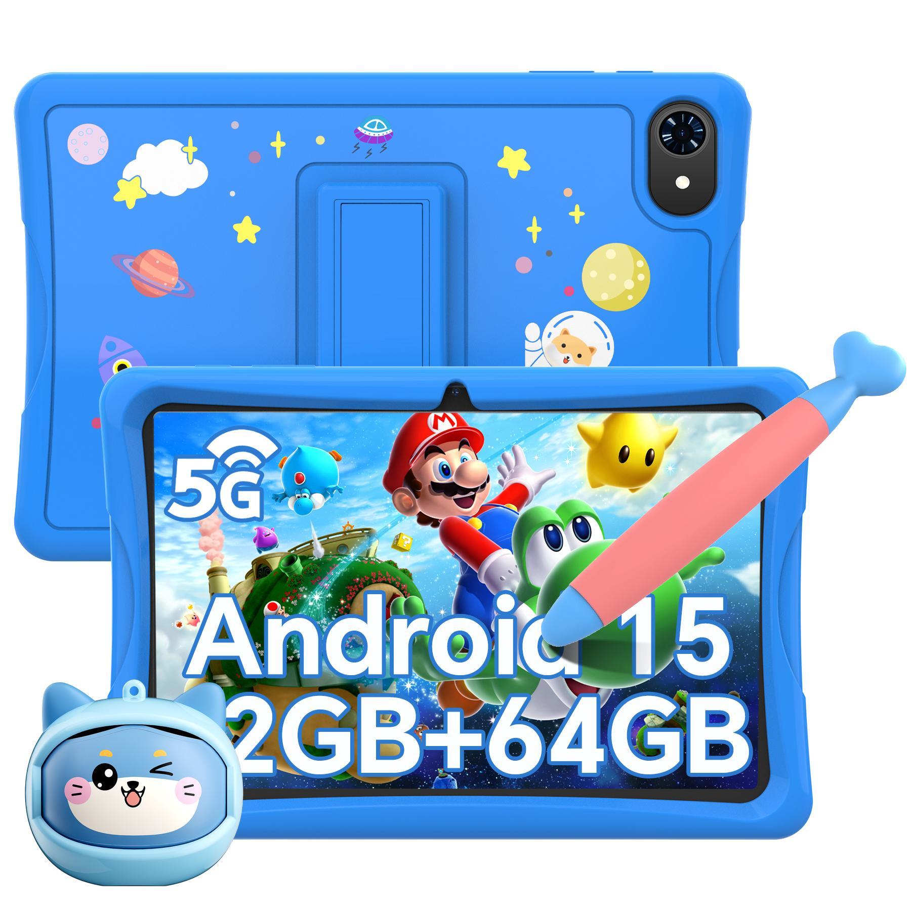 KOBONA-Tabwee K10 Kids 10.1" Rosa Tablet, Google Kids Space, 4GB+64GB, Android 15 WiFi Tablet für Kind mit Kindgerechte Hülle und Stift, 5000mAh