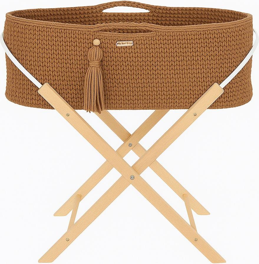 My Sweet Baby BOHO Handmade Moseskorb mit Ständer – Caramel