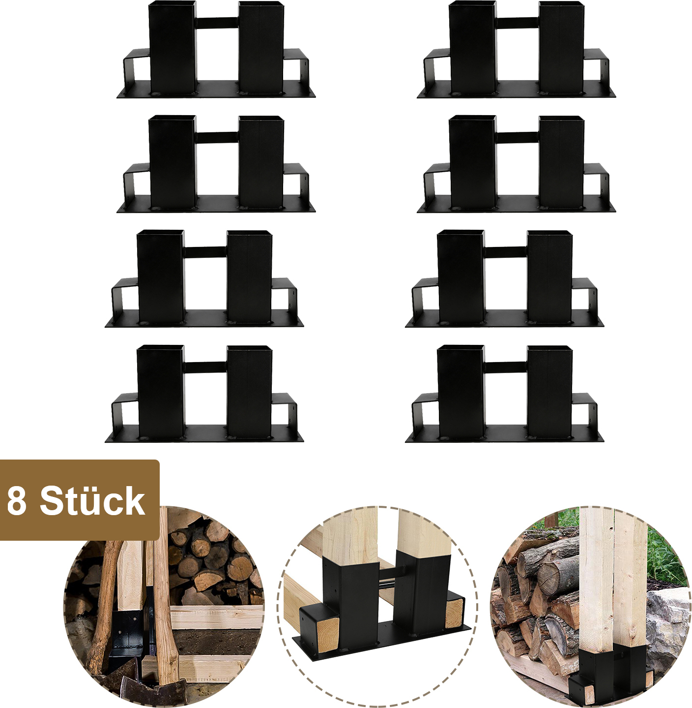 Hengda Holzstapelhilfe Stabile Brennholz Stapelhilfe Stapelhilfe Kaminholz Holzstapelhalter Holz RL-HG6654-8-HD