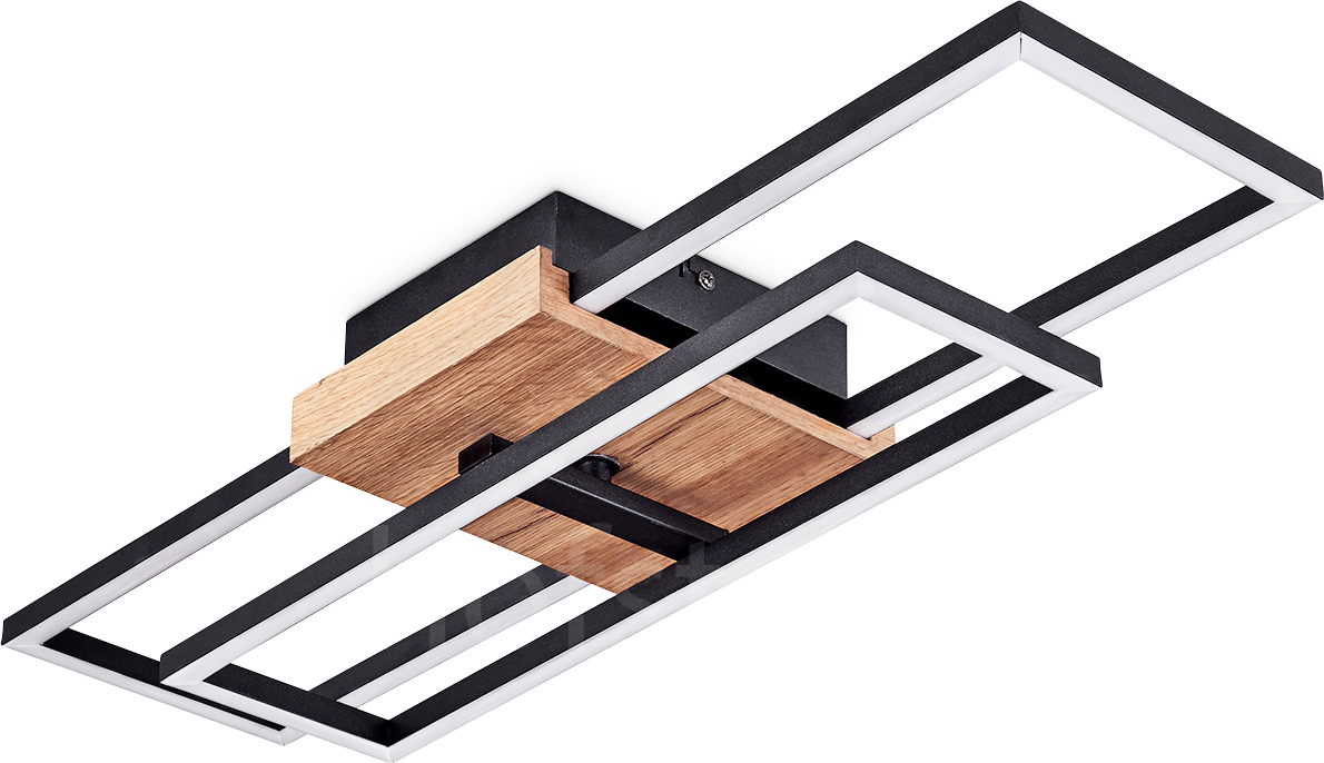 hofstein Casamassella »Casamassella« Deckenlampe, Metall/MDF/Kunststoff, Schwarz/Holzoptik H3592137