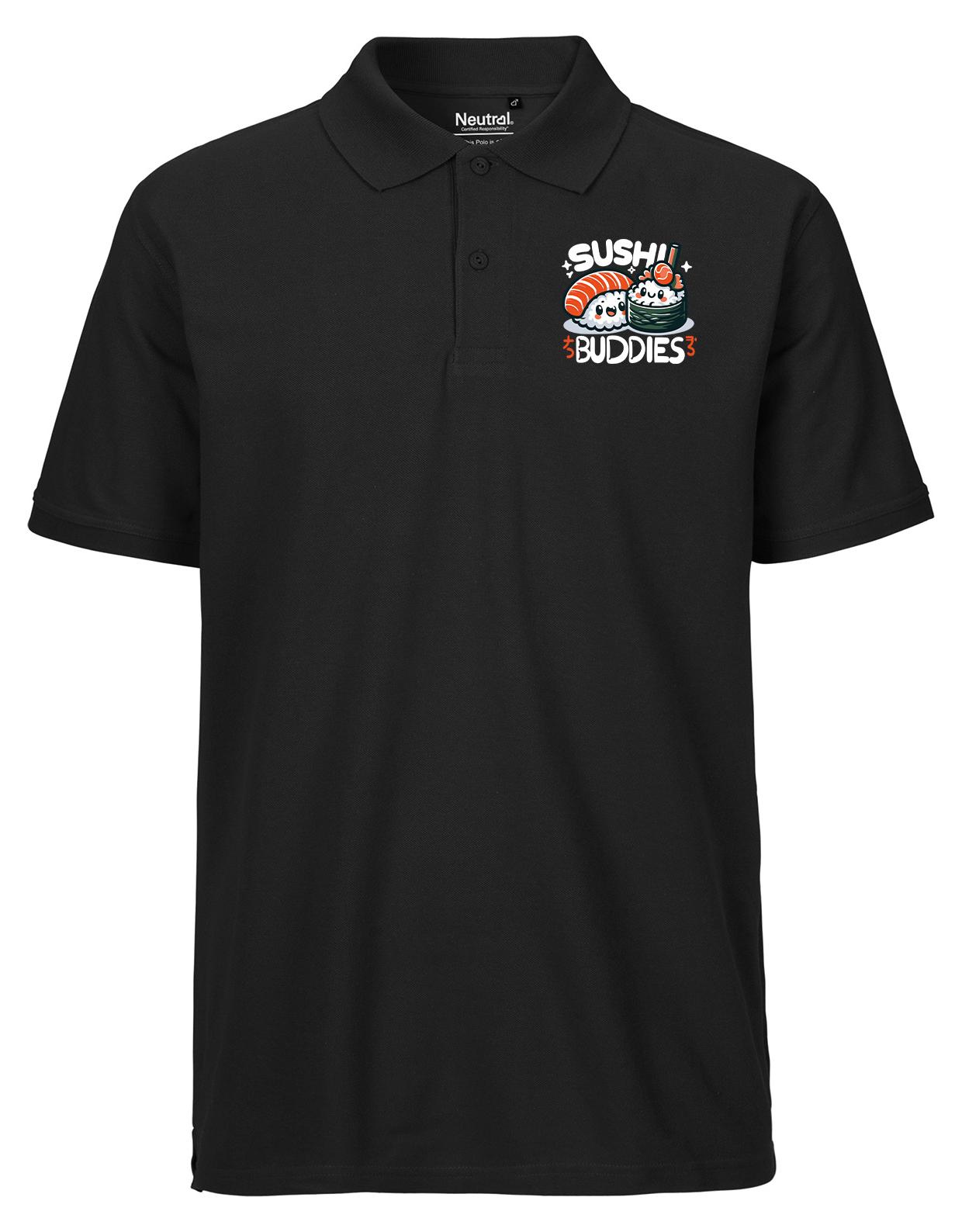 Hellweg Druckerei Huuraa Herren Polo Shirt Sushi Buddies Sushirollen M Black Bio Baumwolle Fairtrade Poloshirt Geschenkidee 6033HP-M-BLA