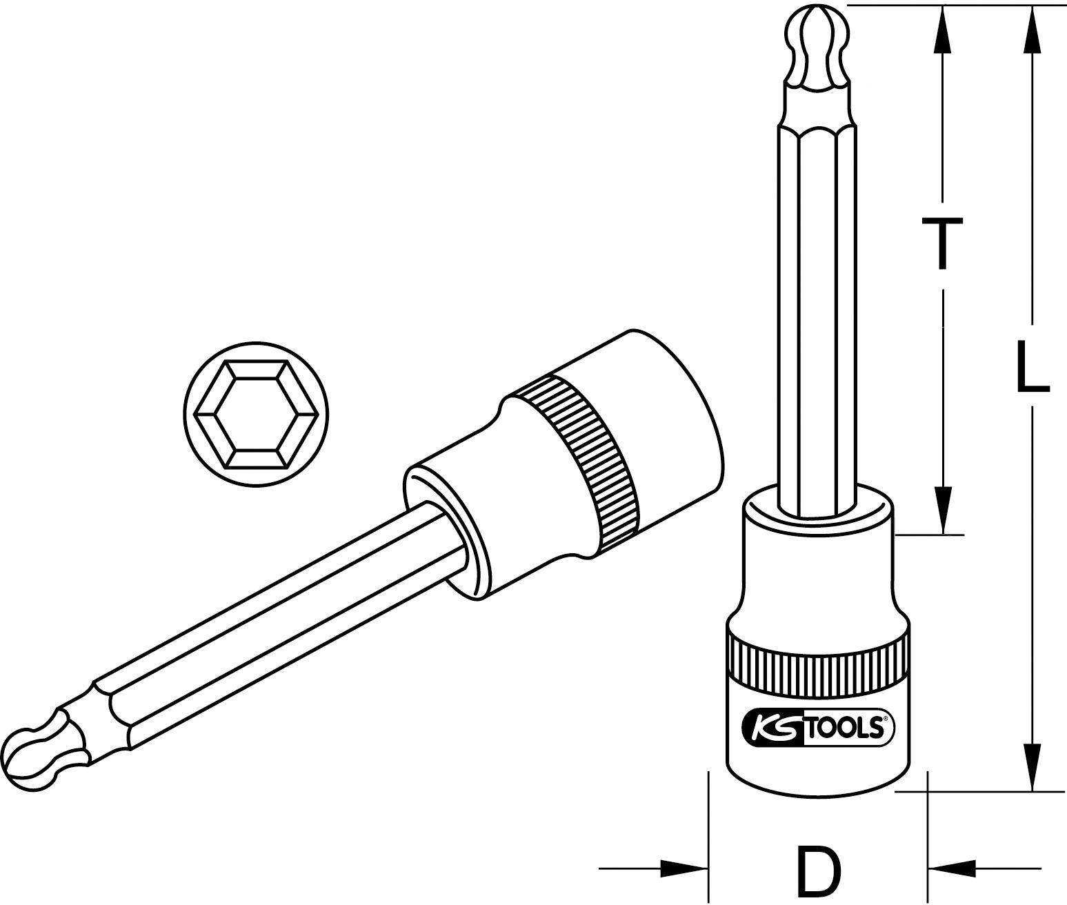 KS Tools KS-Tools 911.1669 1/2"Bit-Stecknuss Innen6kant m