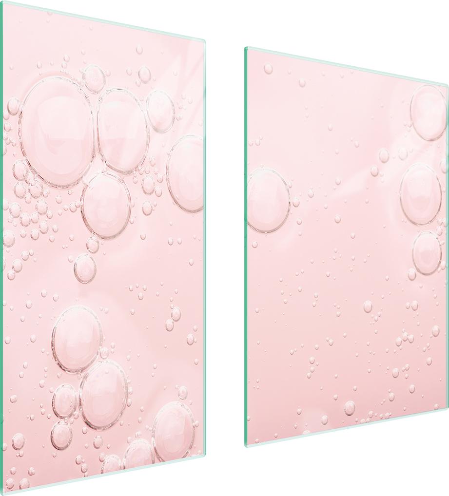 TMK ArtDeko Herdabdeckplatten 2 teilig 75x52 Glaskeramikfeld Abdeckung Glas Schneidebrett Tropfen Rosa