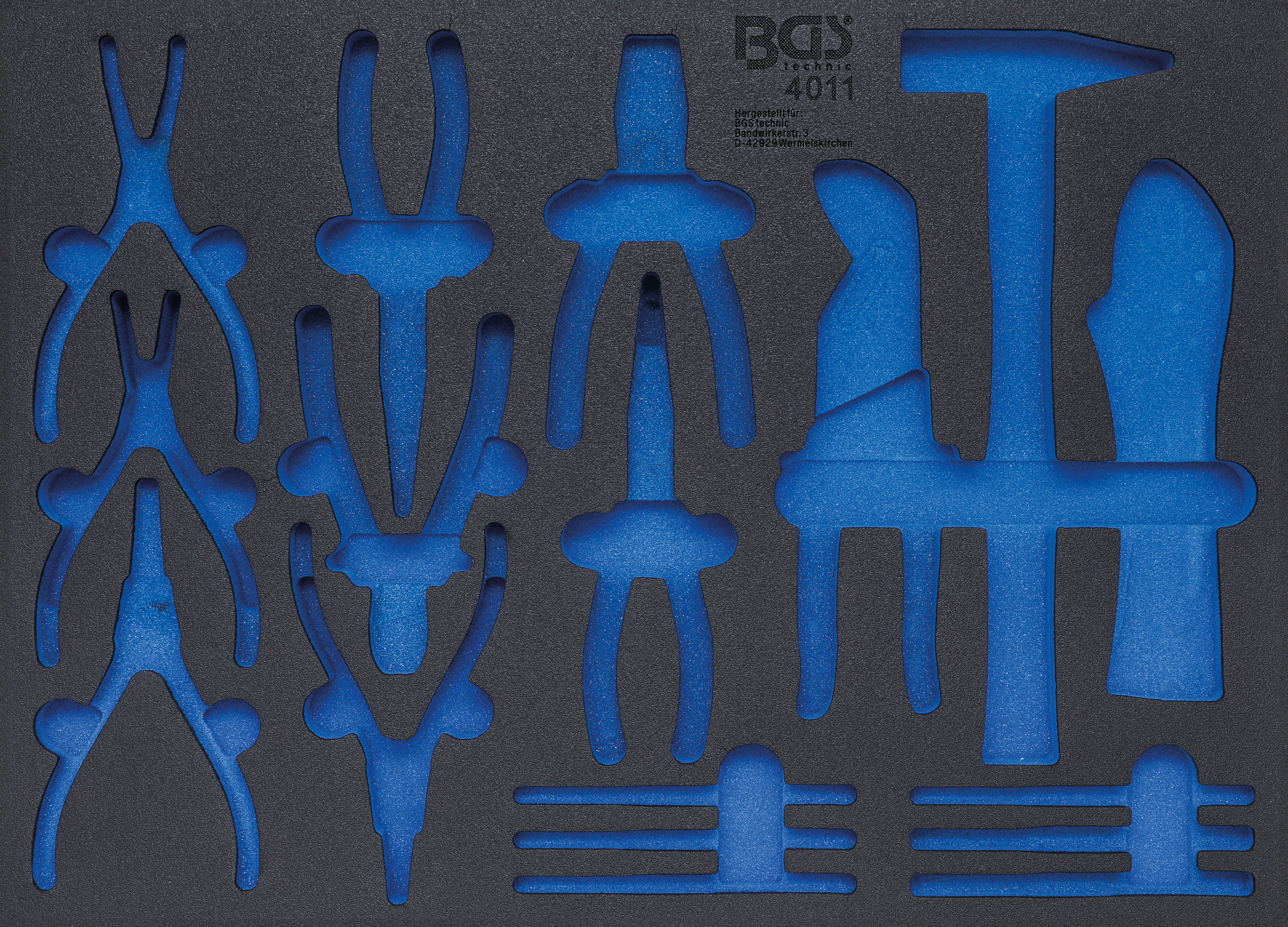 BGS technic BGS 4011-5 3/3 Werkstattwageneinlage für Zangen, Hammer, Splinttreiber, leer