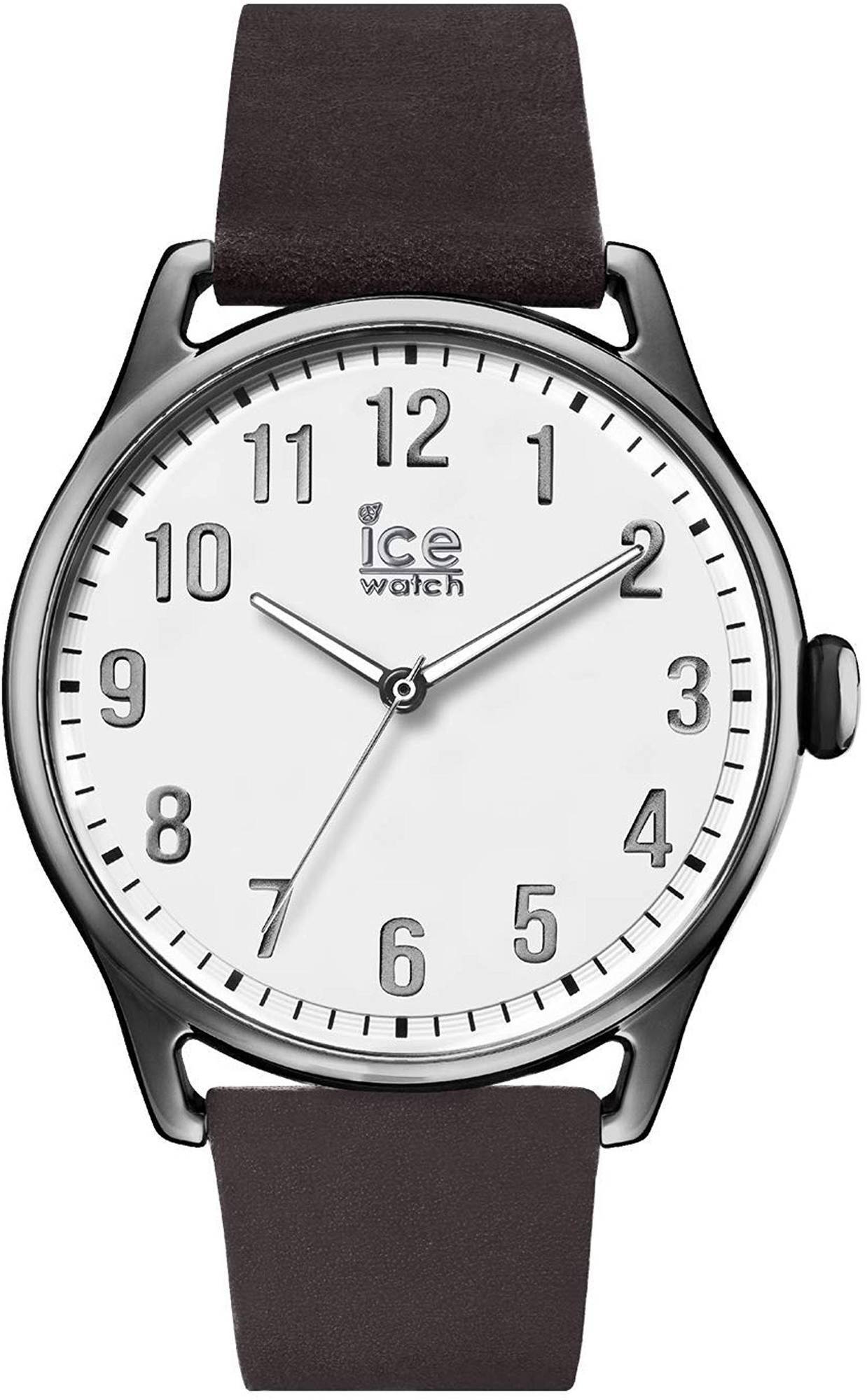 Hodinky Ice-Watch 013044 Ice time Tmavo hnedé Biele Veľké Uhr Leder Braun