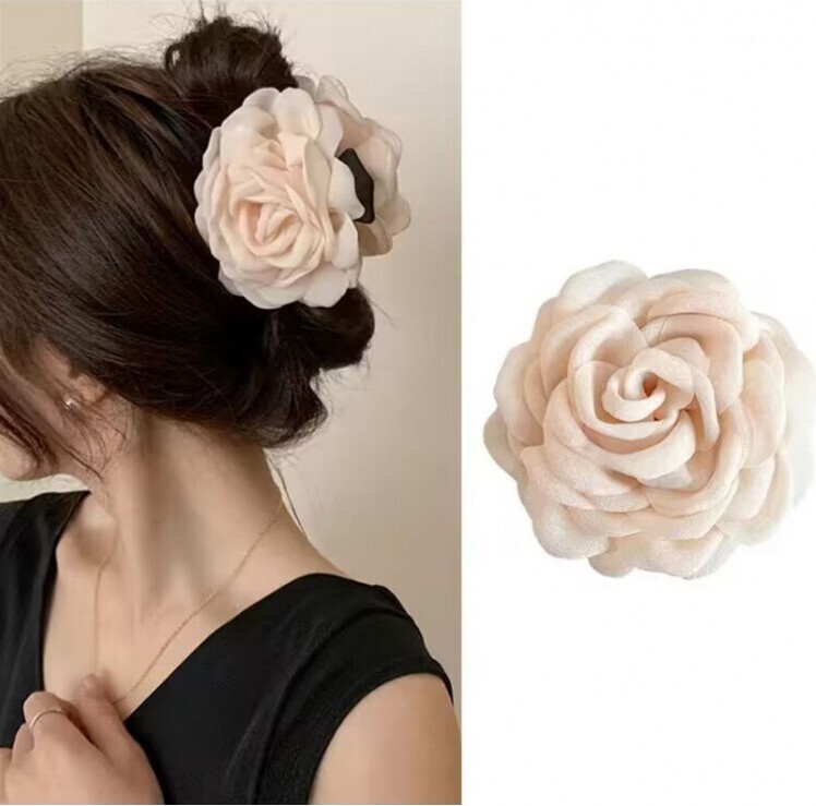 Ecarla Elegante Rosenform-Haarspange in Cremefarbe CA28380