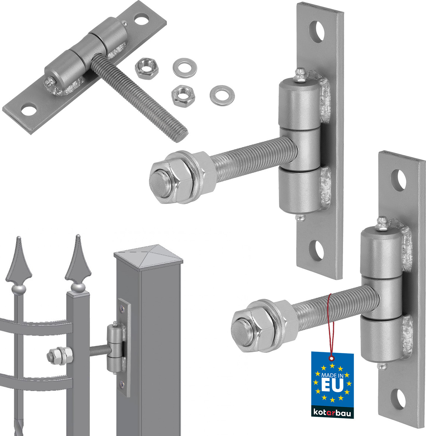 Cerniere Per Cancelli KOTARBAU - Set 2 Pezzi In Acciaio, 600 Mm, Verniciate A Polvere, Per Esterni - Foto 13