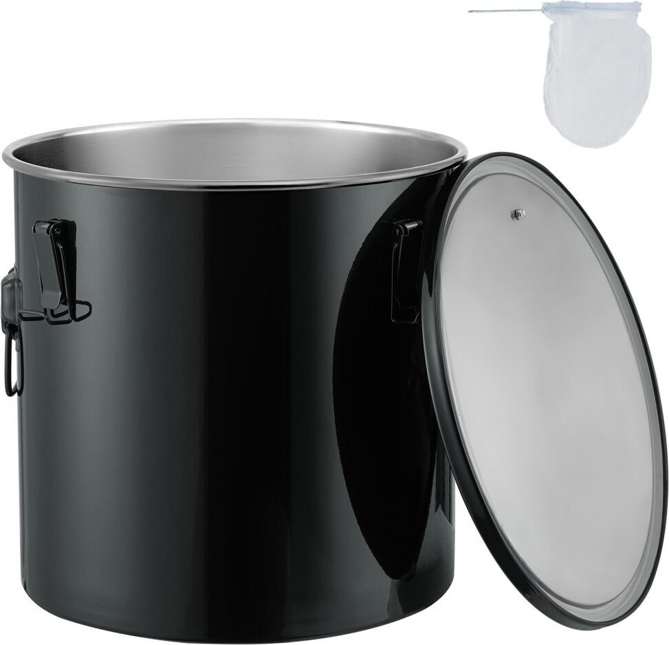 Fritteusen-Fetteimer - Öl-Entsorgungsbehälter 30 L - Edelstahl-Fritteusenöleimer - Rostfreie Beschichtung - Öltransportbehälter mit Deckel - Filterbeutel zum Filtern von Heißem Speiseöl - Schwarz
