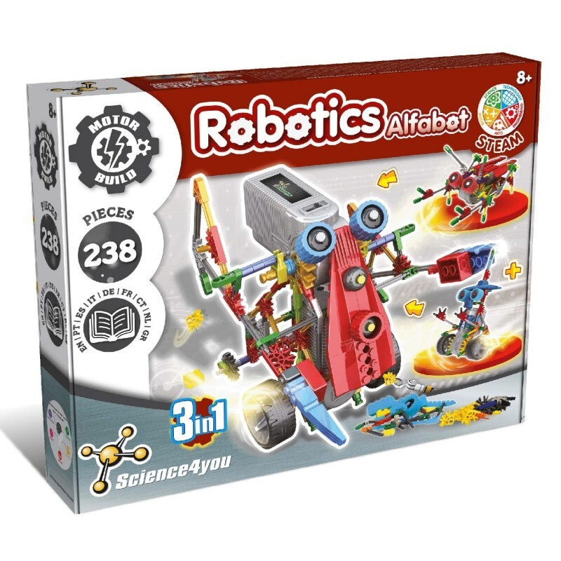 Science 4 You Science4you Robotics Alfabot 3 in 1 - 238 Stück Robotik-Bausatz, Bauen Sie Ihren eigenen Roboter, für Kinder 6 7 8 9 10+ Jahre SCIENCE 4YOU