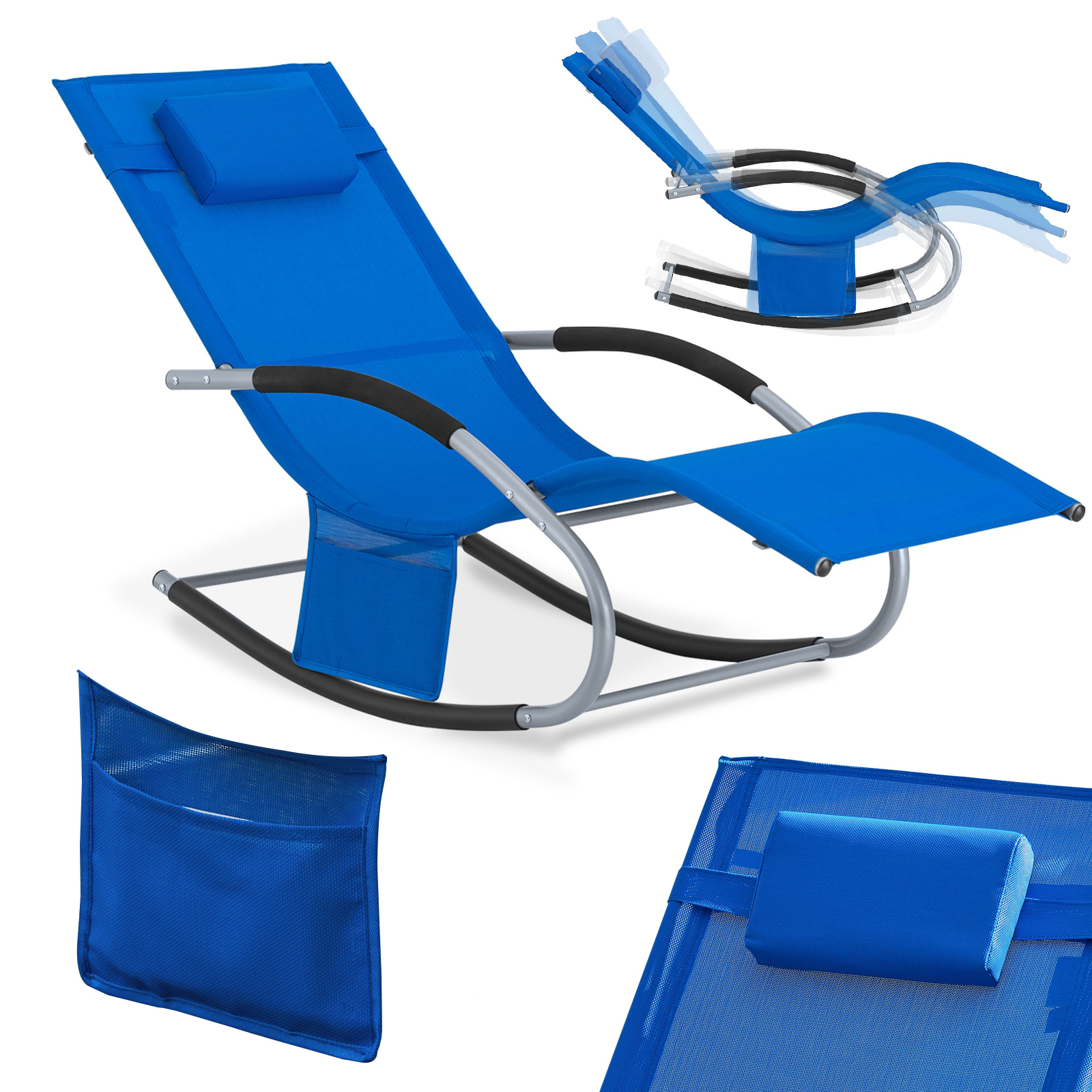SoBuy OGS28-KBx2 Lehátko pre 2 osoby záhradné lehátko odolné voči poveternostným vplyvom hojdacie kreslo s vankúšom Hojdacie lehátko plážové lehátko do 150 kg malé modré