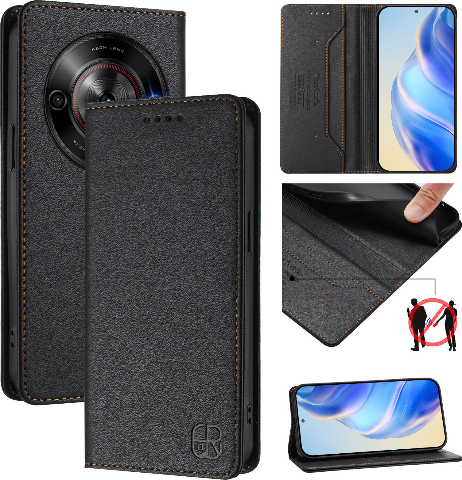 YQINHHME Cover per ZTE Blade A75 5G (6.60), Custodia per Telefono Ultrasottile Antiurto e Antigraffio, Morbido Silicone TPU Nero Protettiva Case per ZTE Blade A75 5G - DUO4