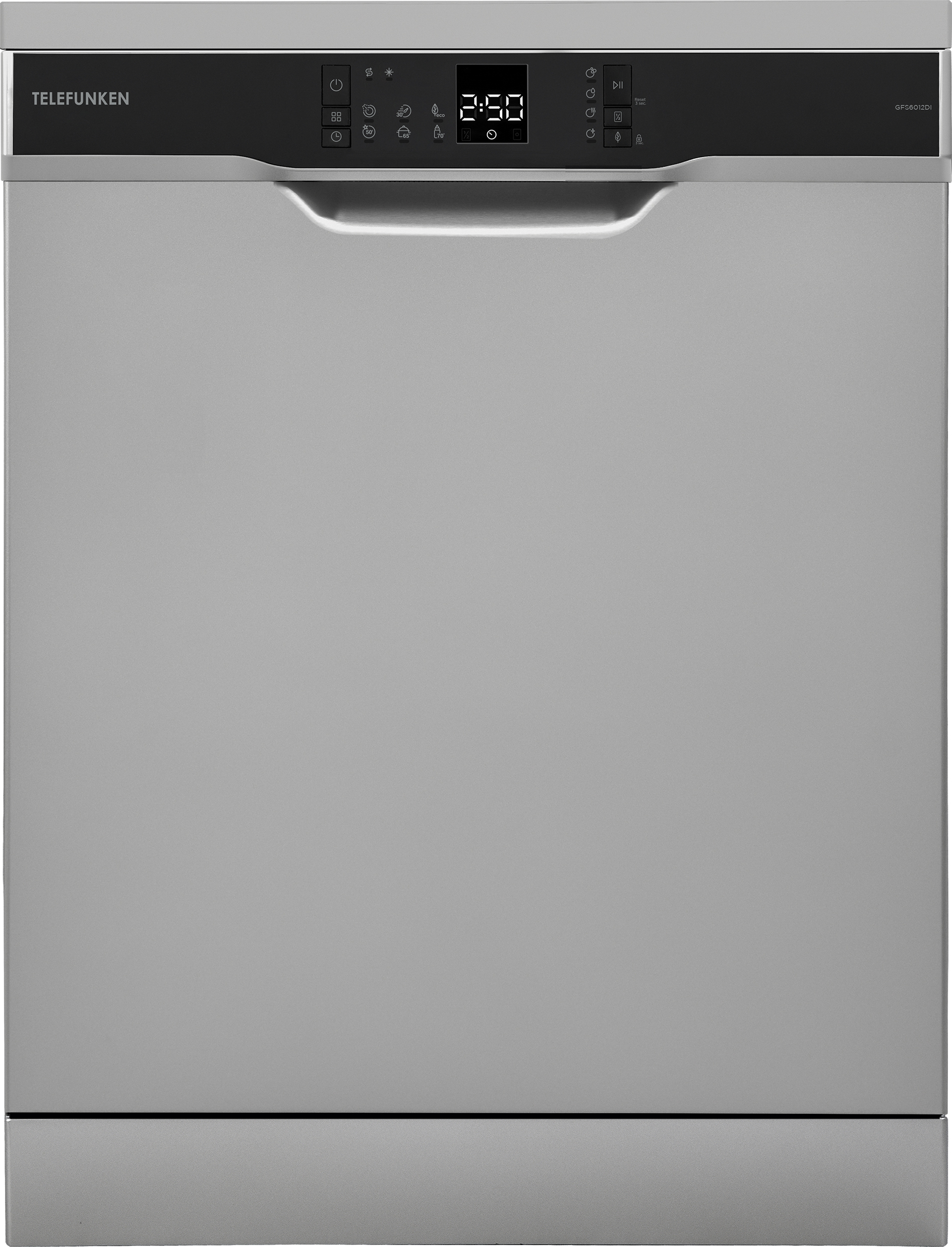 Telefunken Geschirrspüler freistehend 60 cm, Spülmaschine Silber, 12 Maßgedecke, 6 Programme, AquaStop, Eco, GFS6012DI