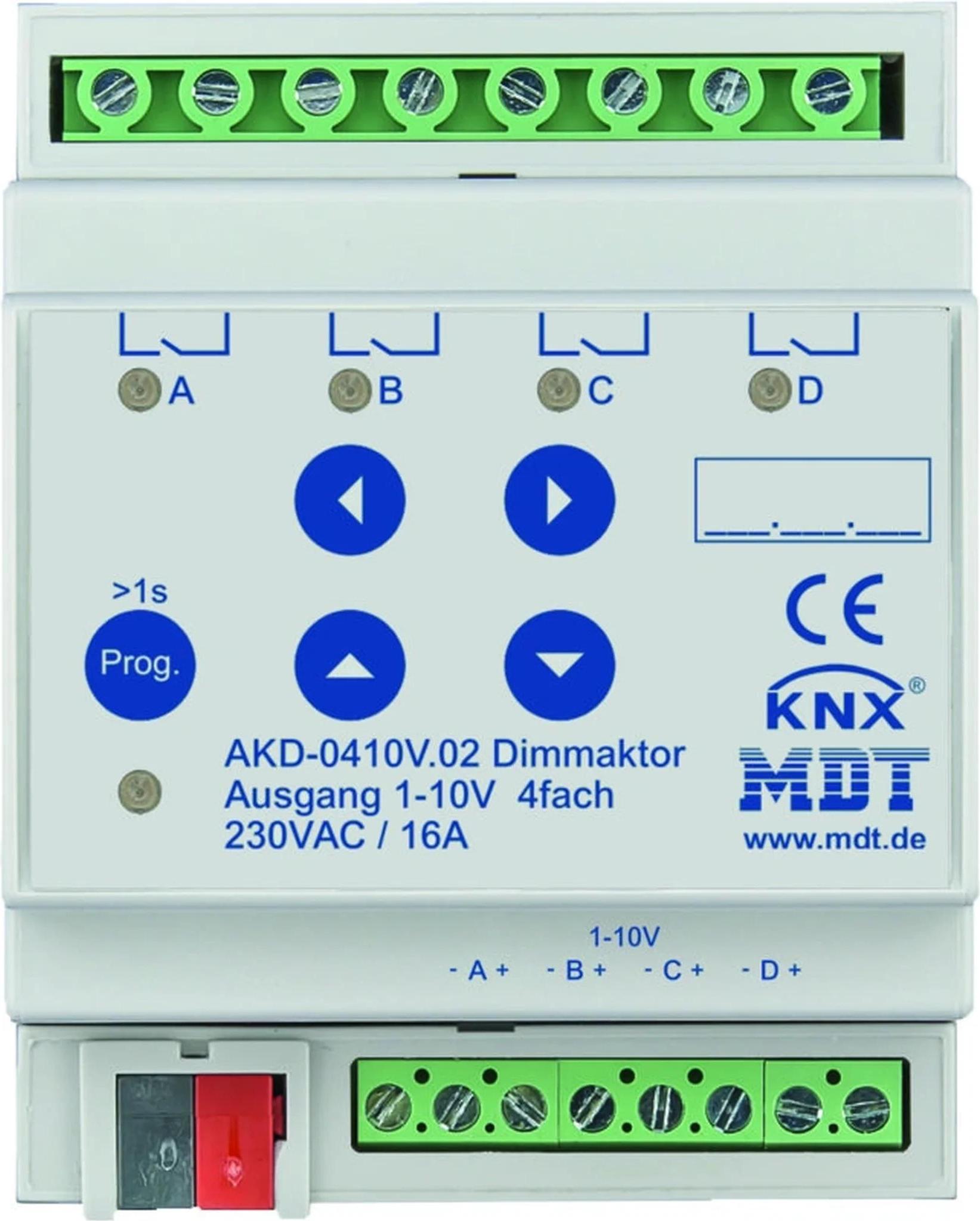 MDT AKD-0410V.02 Dimmaktor 4fach 4TE REG 1-10V m.RGBW