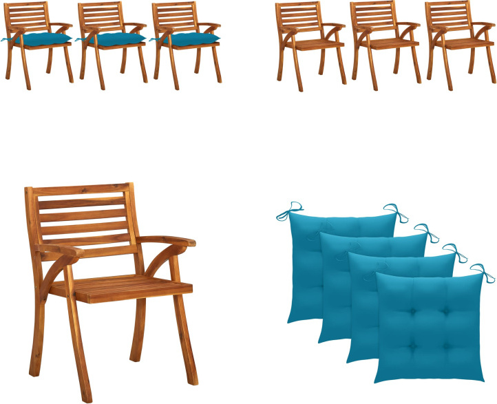 vidaXL Garten Essstühle mit Kissen 3 Stk. Massivholz Akazie - Esszimmerstuhl - Esszimmerstühle - Esszimmerstühle Aus Holz - Esszimmerstuhl Mit Kissen