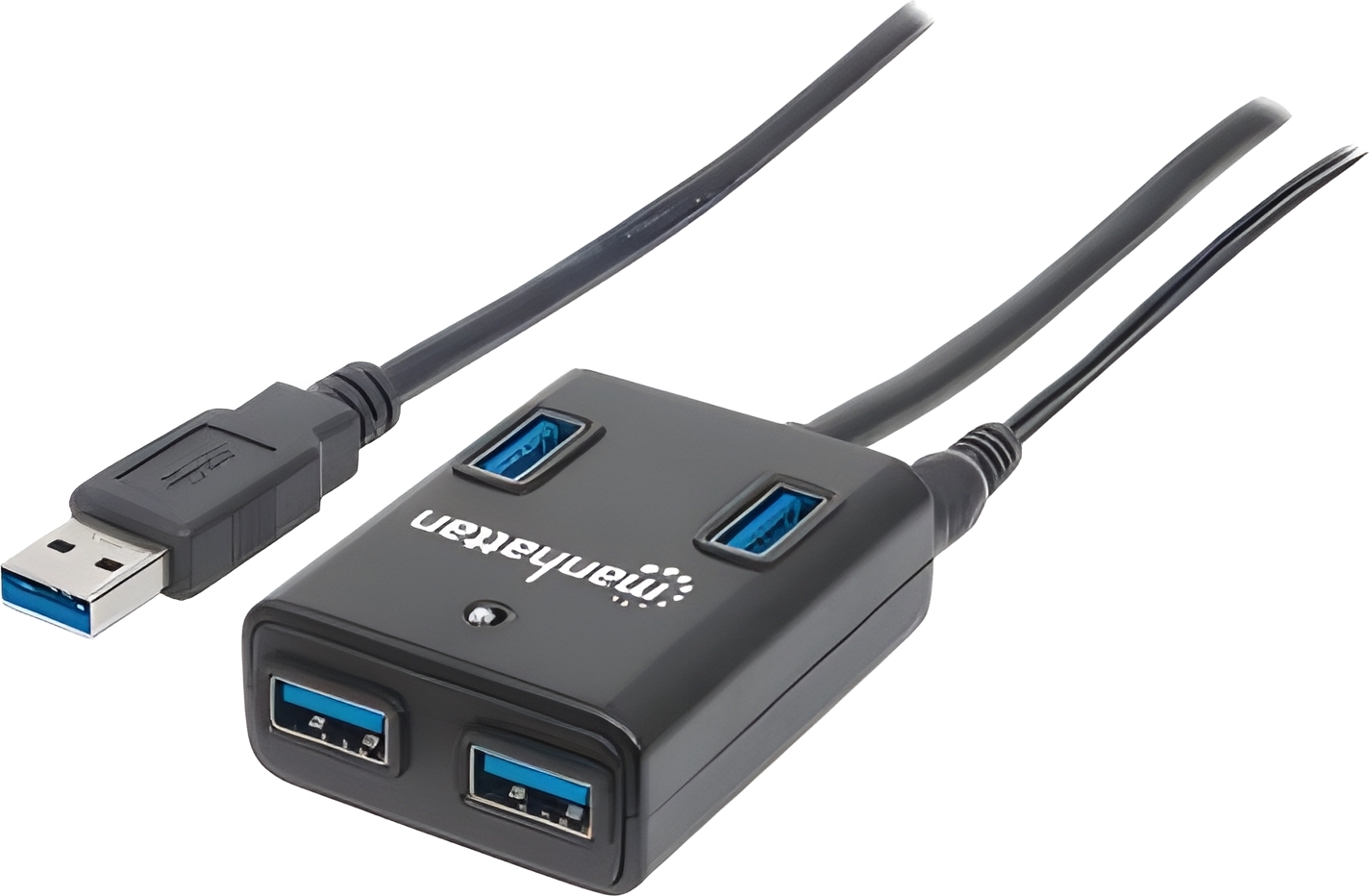 MANHATTAN USB HUB 4-portový USB 3.0 čierny s napájacím adaptérom