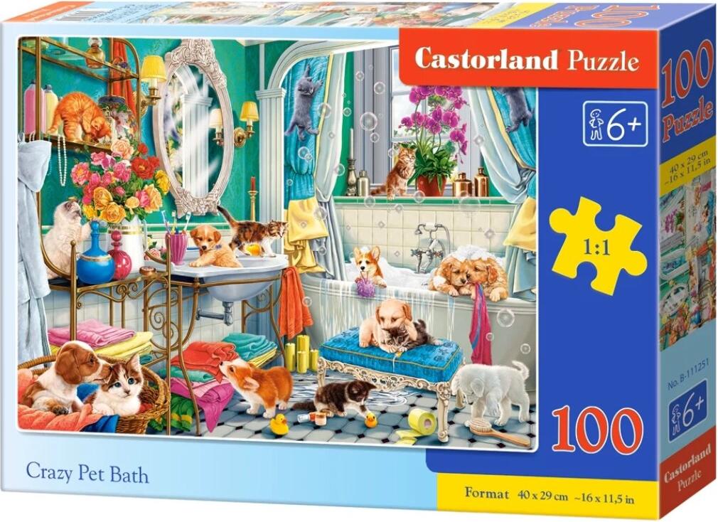 Castorland Puzzle 100 Crazy Pet Bath CASTOR 11125