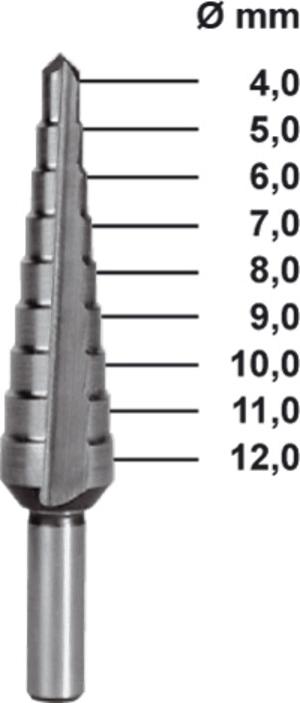 RUKO Stufenbohrer HSS, geschliffen, mit Kreuzanschliff 65 mm A101050-9TX