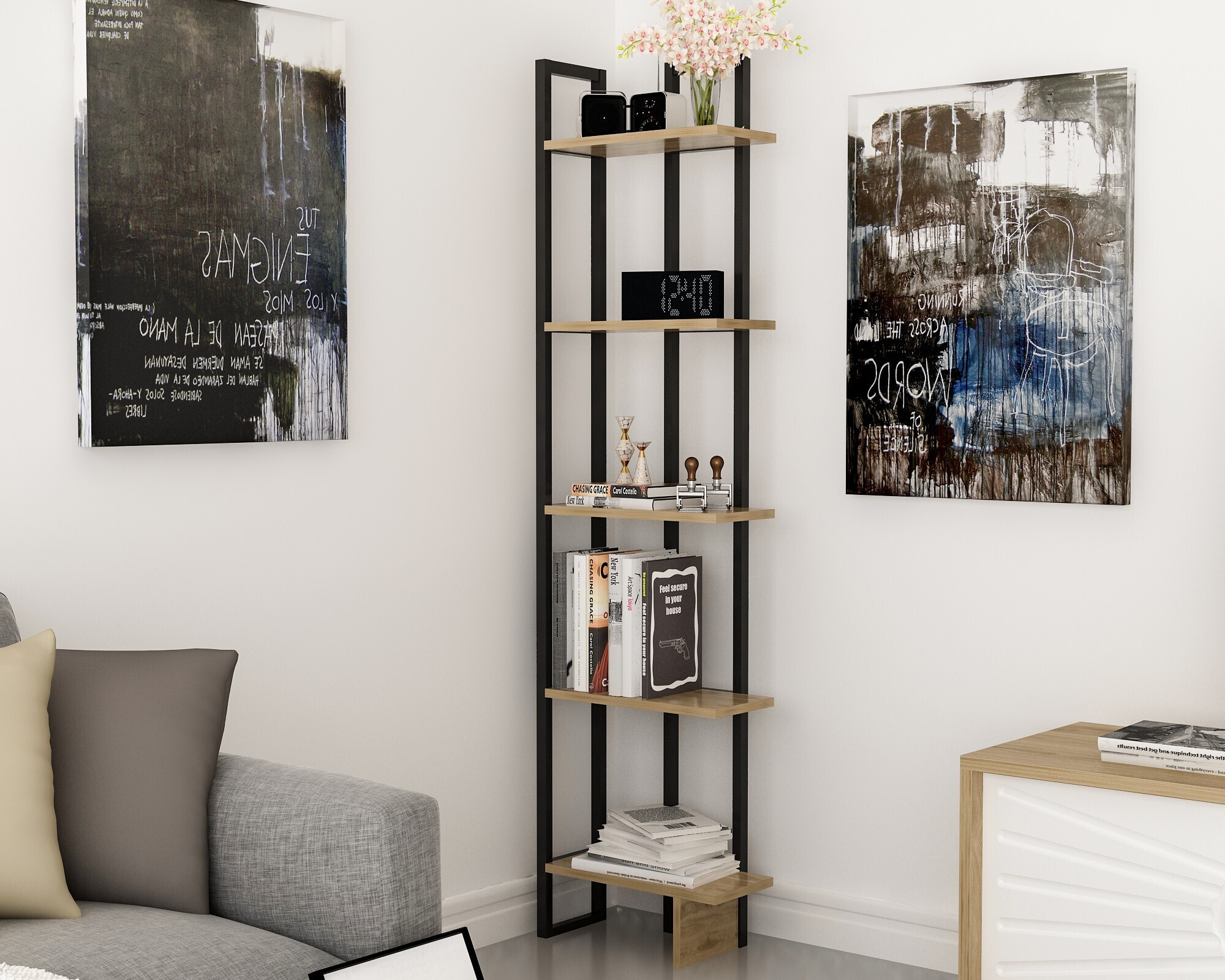 Skye Decor, Alice - Black, Ud, regał na książki, dąb, 45 x