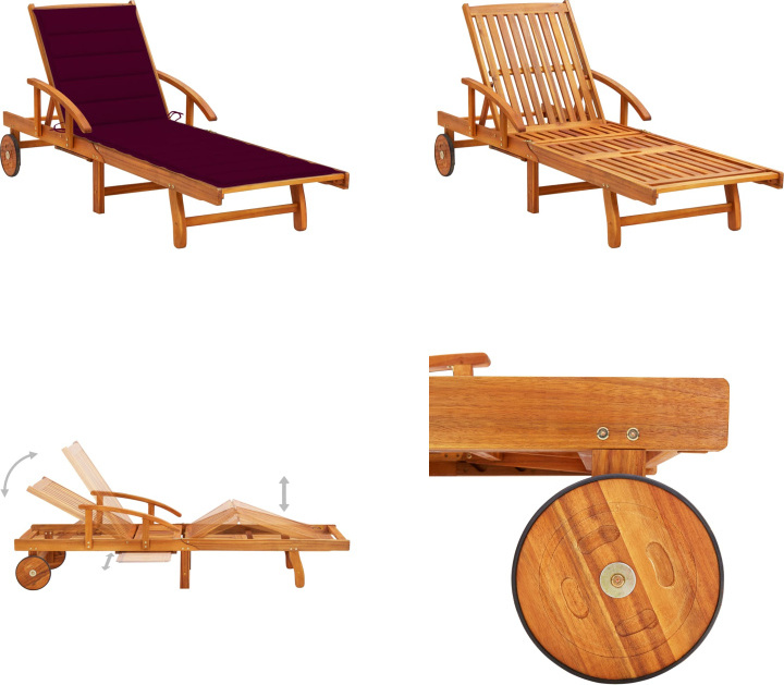 vidaXL Lehátko s opierkou Akáciové masívne drevo - Lehátko - Lehátka - Drevené ležadlo - Drevené ležadlá