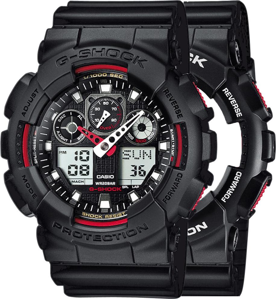 Zegarek Casio G-Shock SET GA-100-1A4ER + BEZEL 10358741 + PASEK 10347688 20BAR