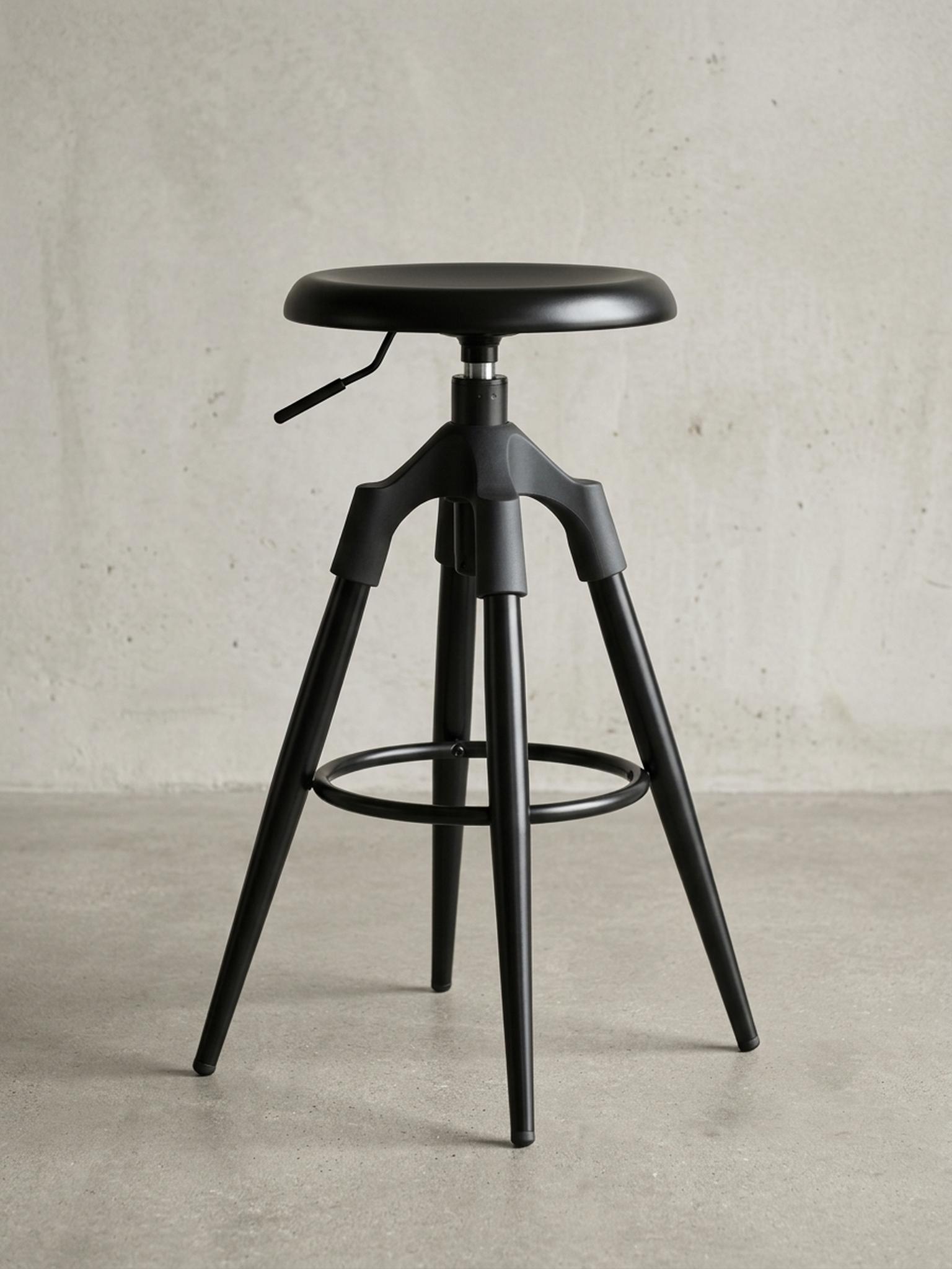 Kadima Design Barhocker Schwarz Metall 72-80 cm, Design Barstuhl 100 kg Maximalbelastbarkeit, Tresenhocker Industrial, Tresenstuhl ohne Lehne SAFWL6.046
