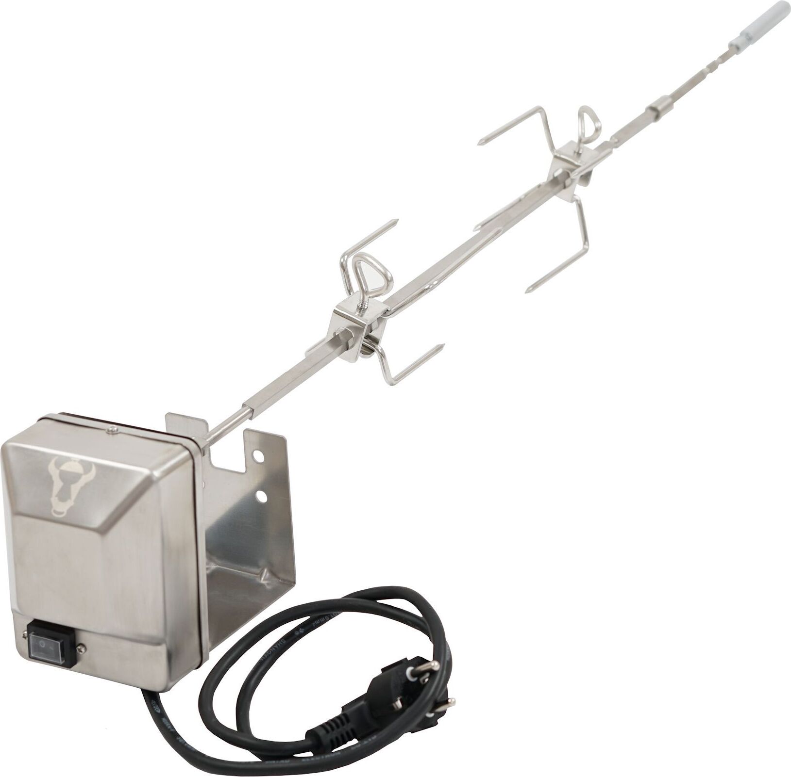BBQ-Toro Edelstahl Grillspieß Set für die komplette Weber Genesis II 200er und 300er Serie inkl. 2X Fleischnadeln, Motor, Motorhalter | Drehspieß, Rotisserie, Grilldrehspieße, Spanferkelgrill