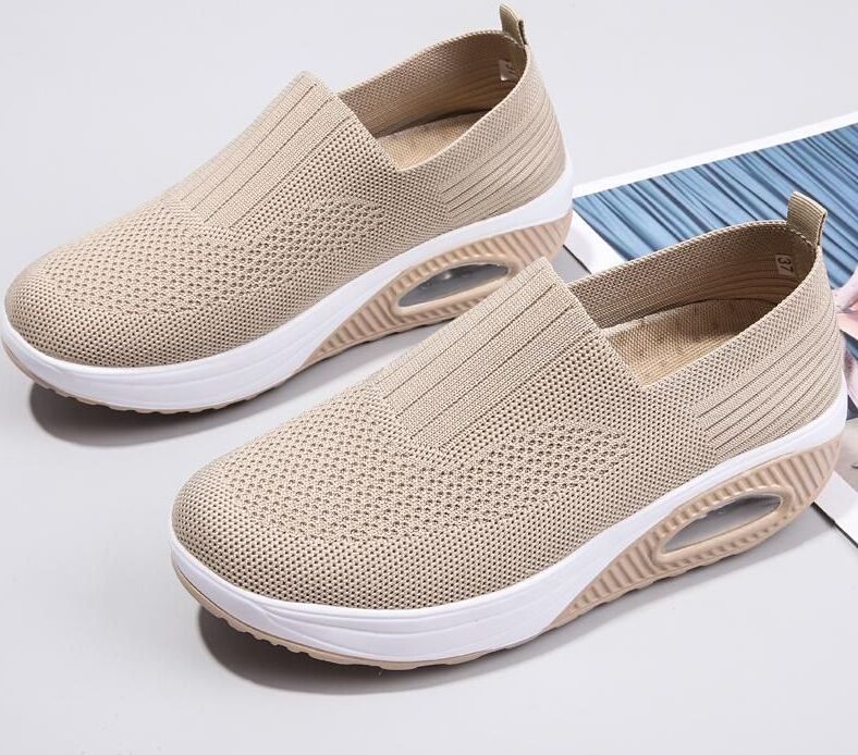 TUINANLE Laides Atmungsaktive Loafers Lässiger Sport-Sneaker, 40, Beige