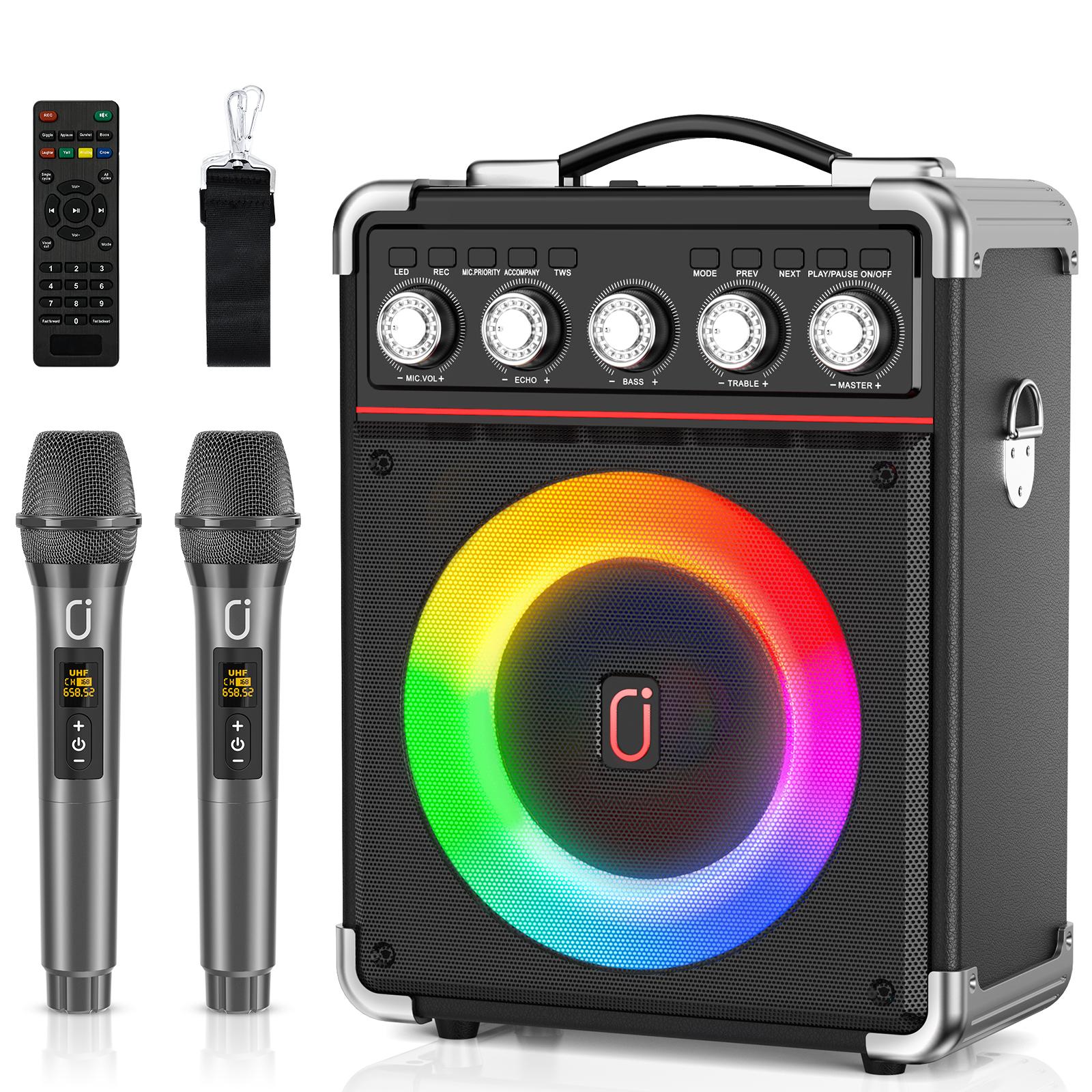 JYX Bluetooth Party-Lautsprecher Karaoke-Maschine mit 2PCS Wireless Micrs